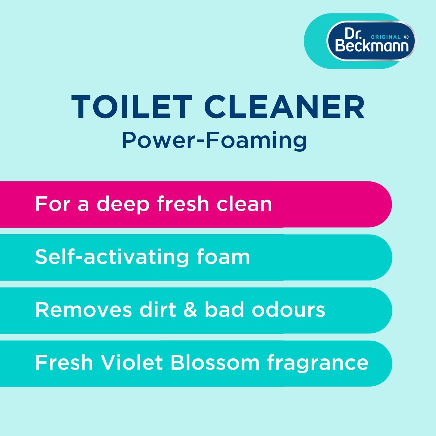 Dr. Beckmann Power-Foaming Toilet Cleaner - Activated Carbon Formula | Violet Blossom Scent | 300g Powder
