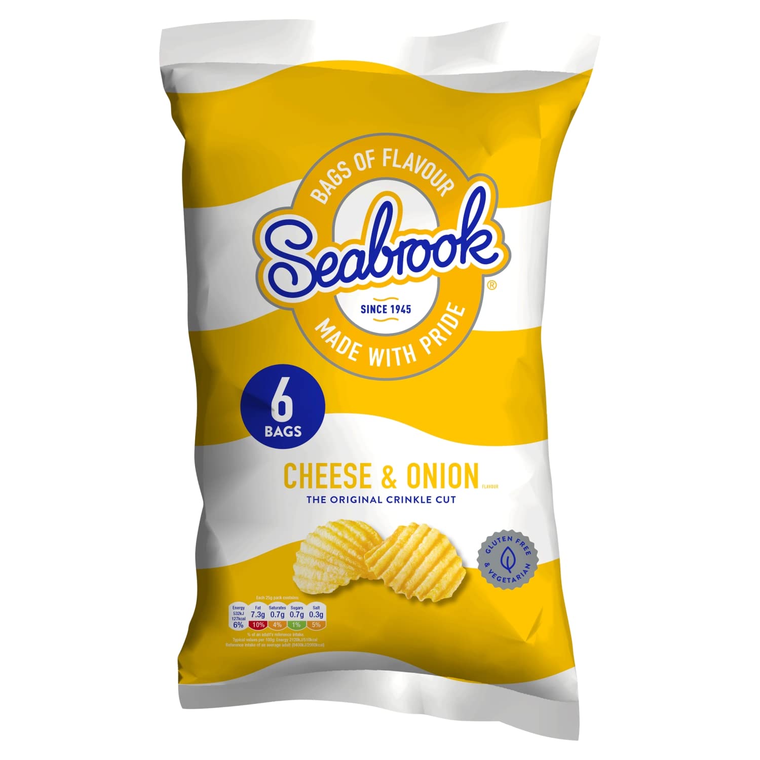 SEABRK Cheese & Onion Crisps Multipack - 6 x 25g Bags | Gluten Free 1