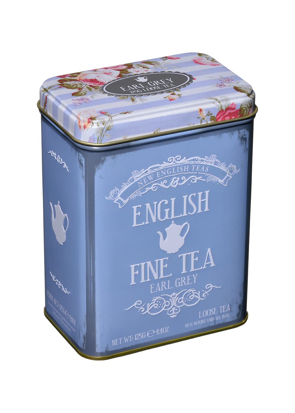 New English Teas - Floral Tea Tin with 125g Loose-Leaf Earl Grey Tea