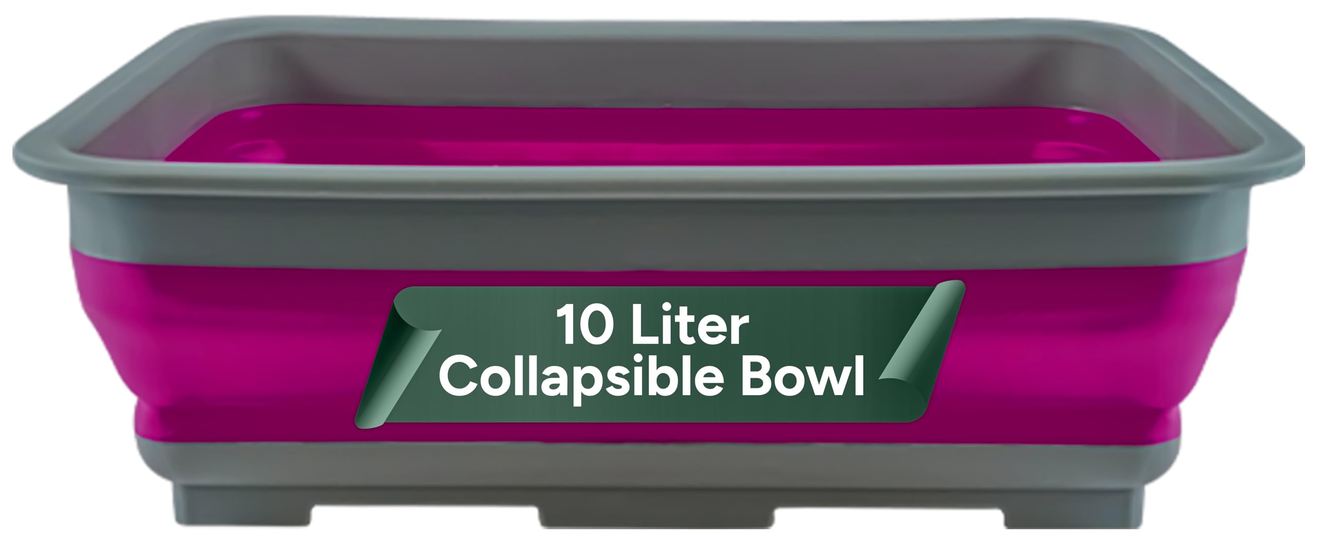Zuvo Collapsible Washing Up Bowl - 10L Capacity | Folds to 5cm | Purple & Grey