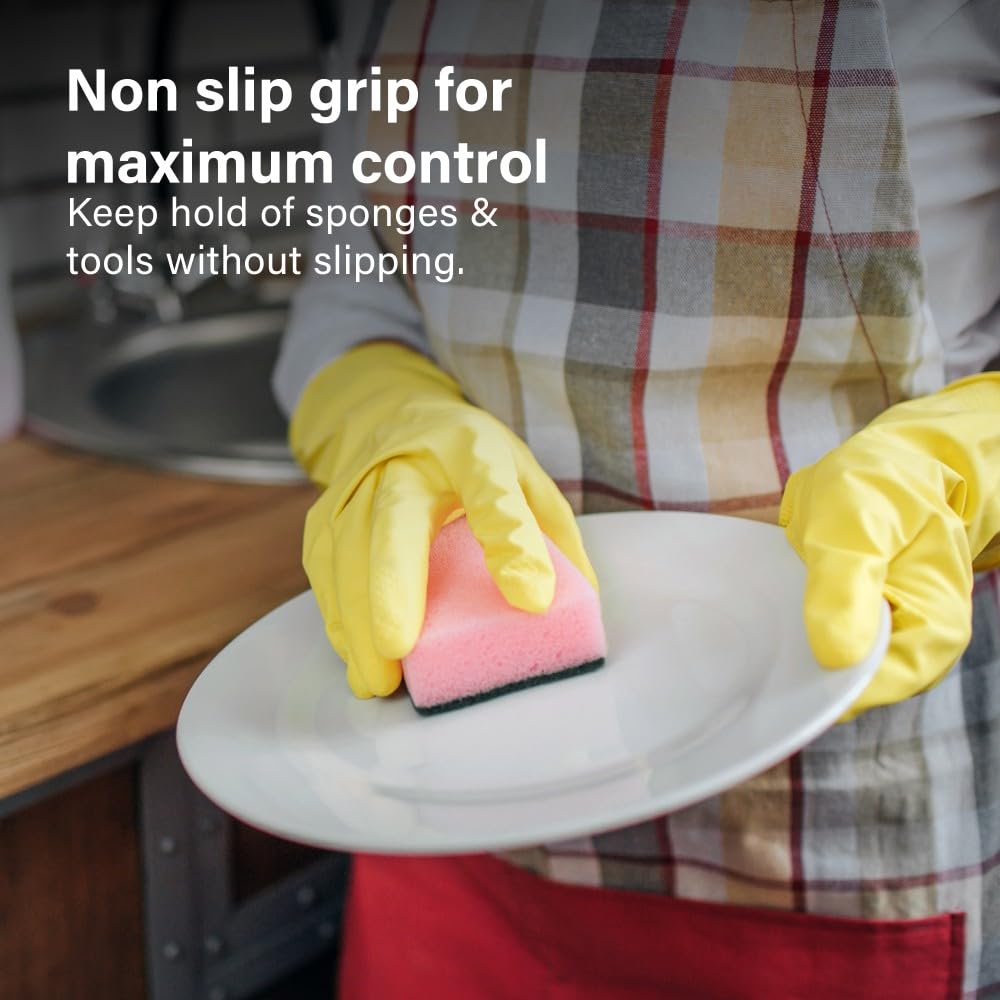 Ofah Premium Household Gloves - Large Size, Waterproof Rubber, Non-Slip Grip | 4 Pairs