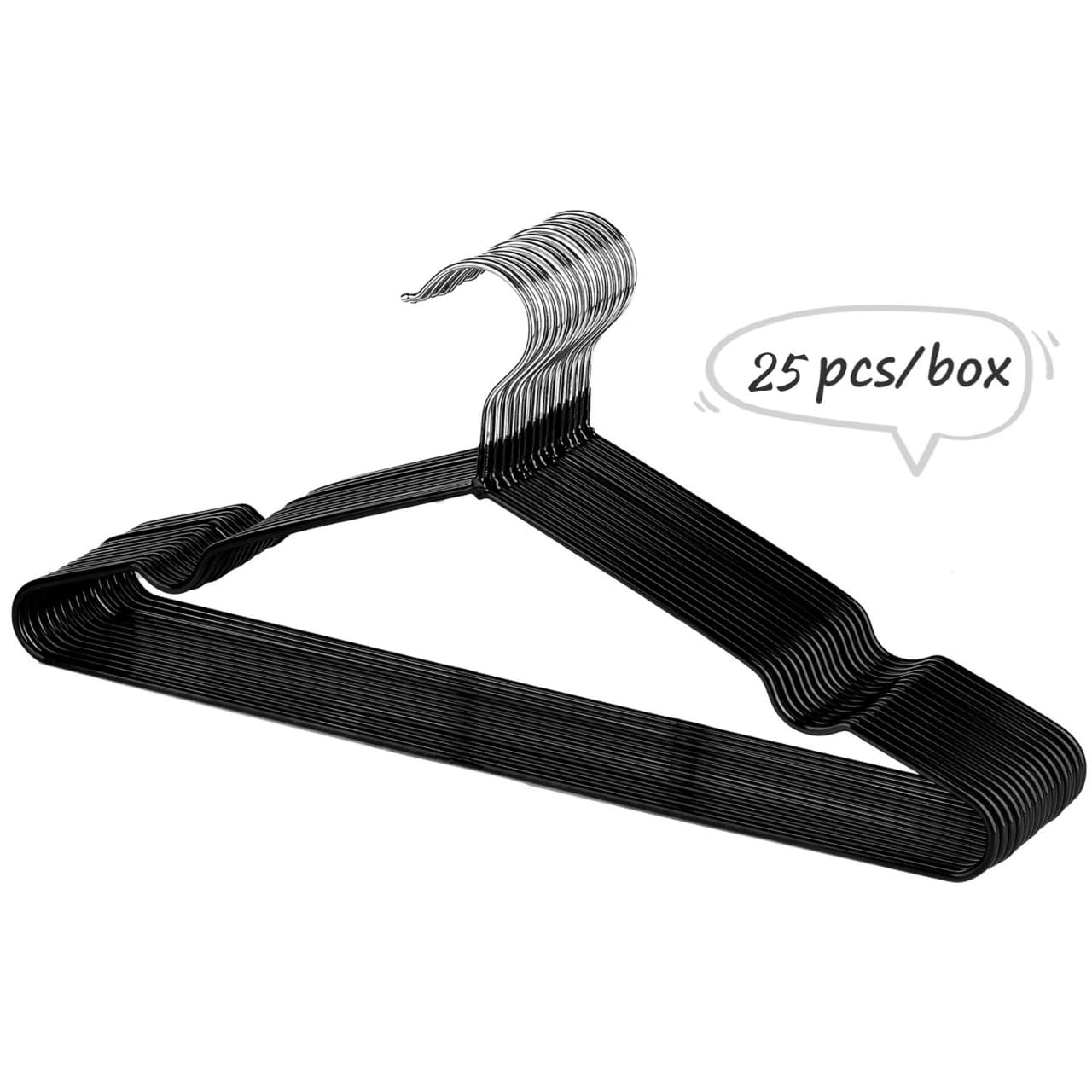 Rainberg - 25 Pack Rubber Coated Metal Hangers, Heavy Duty Space Saving 3