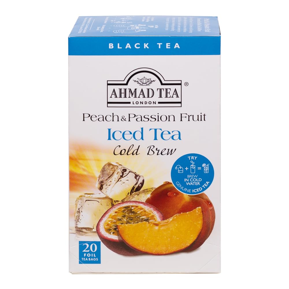 Ahmad Tea Peach & Passion Fruit Cold Brew Black Tea - 20 Teabag Sachets