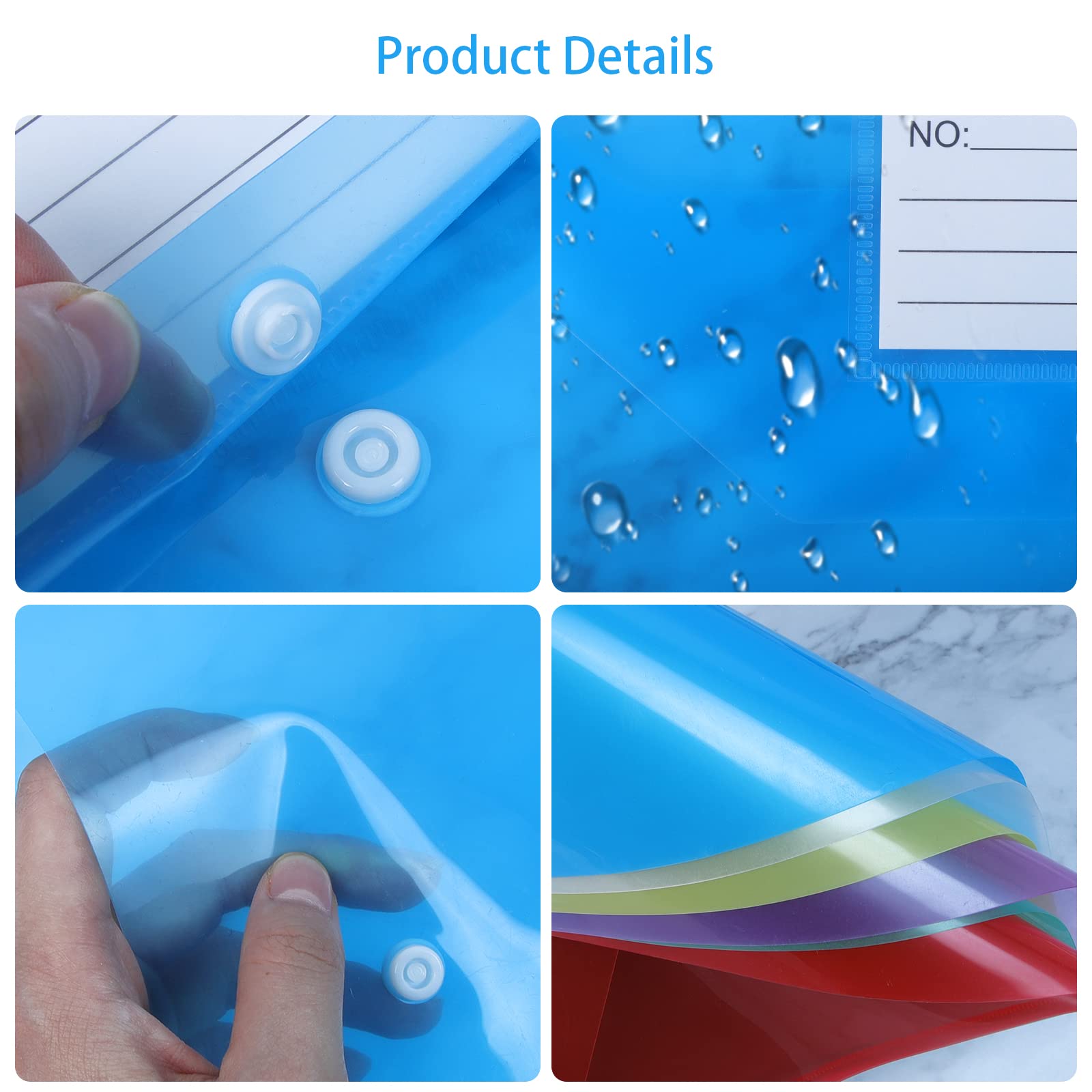 GoodtoU Plastic A4 File Folders with Popper Closure and Label Pocket | Holds 150 Sheets | 12 Pack 6