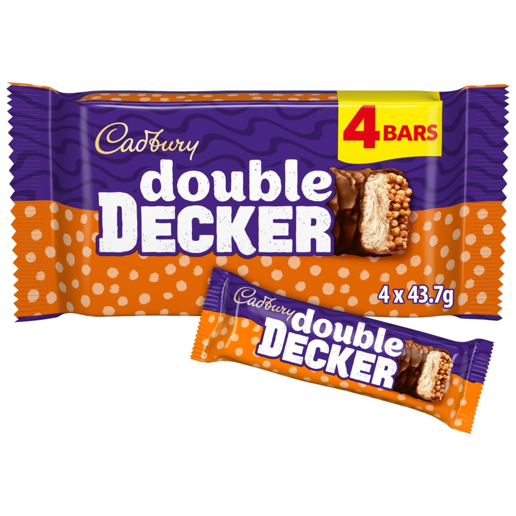 Cadbury Double Decker Chocolate Bar Multipack - 4 x 43.7g Bars (174.8g Total) 1