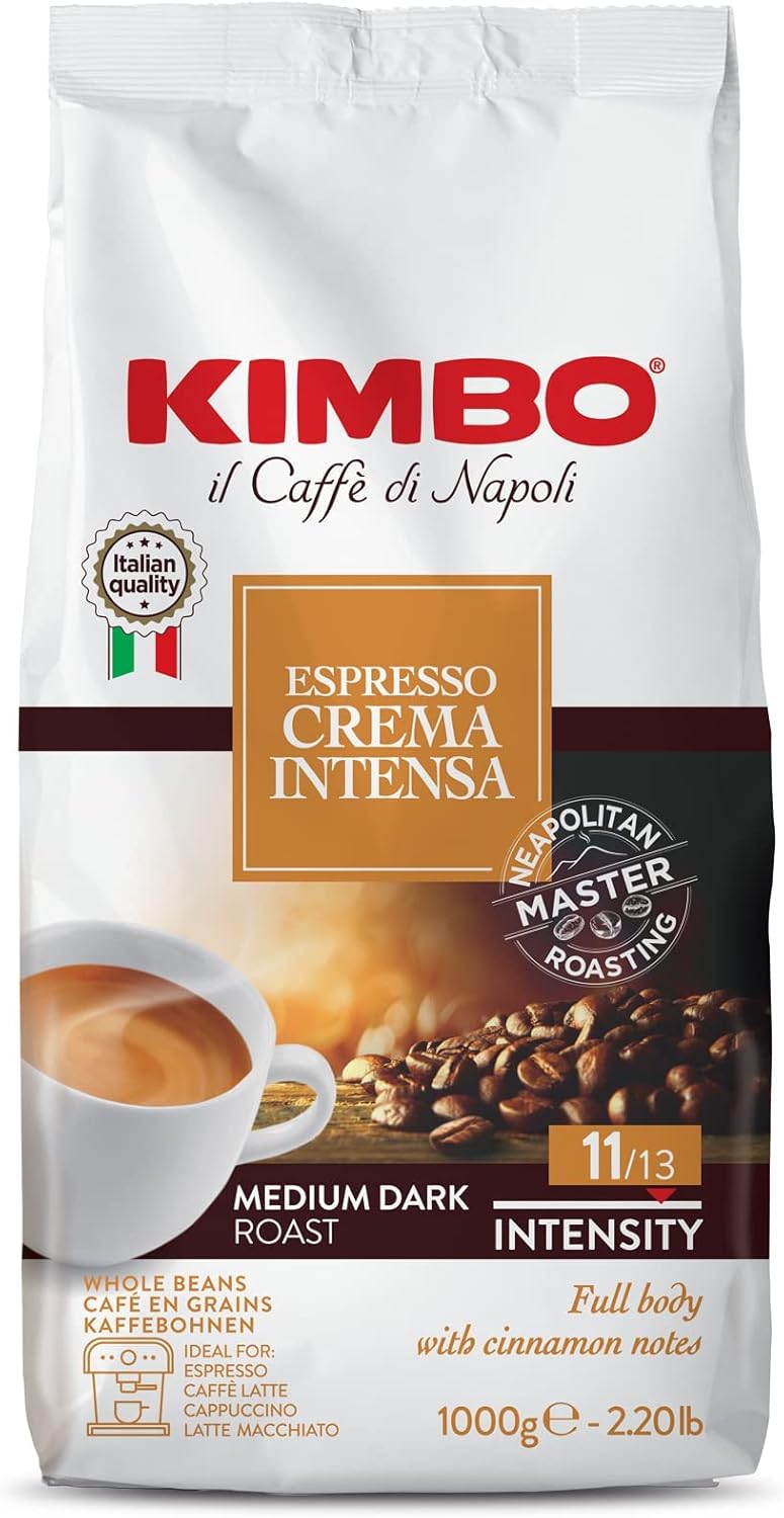 Kimbo Crema Intensa Whole Coffee Beans - Medium Roast, 1kg Bag