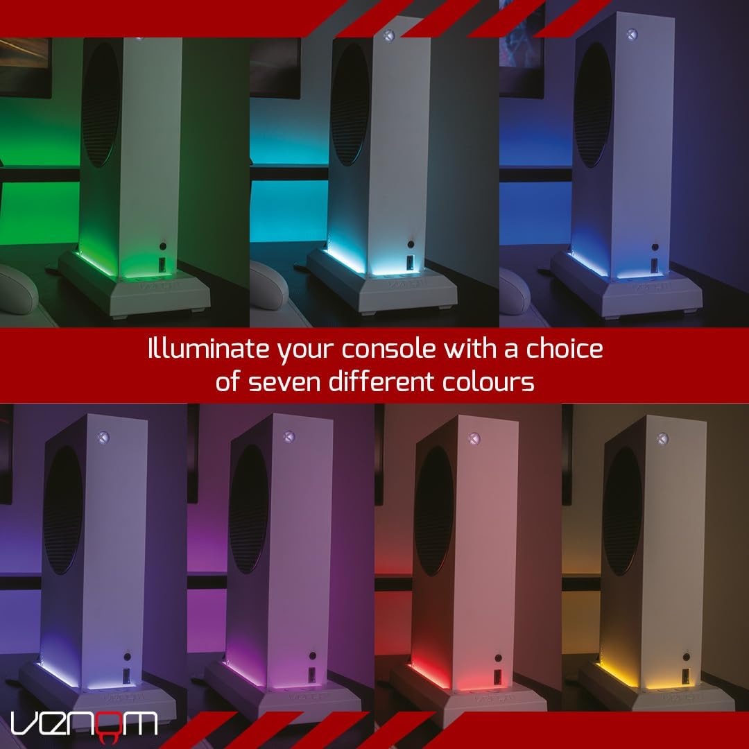 Venom LED-Leuchtkonsolenständer für Xbox Series S – Mehrfarbige RGB-Beleuchtung mit USB-Stromversorgung 6