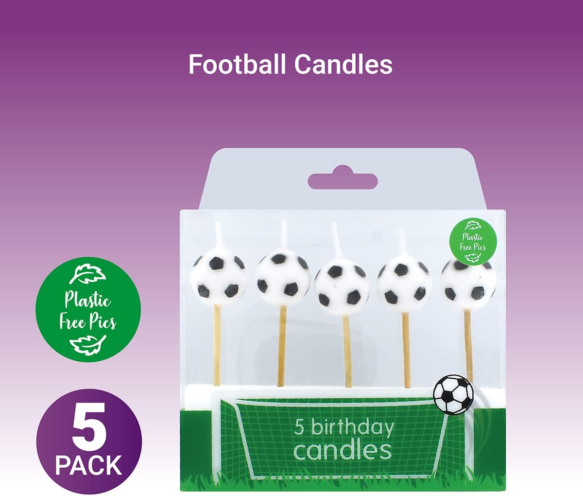 Baked with Love - Football Cake Candles Cupcake Decorations Pack of 5 4