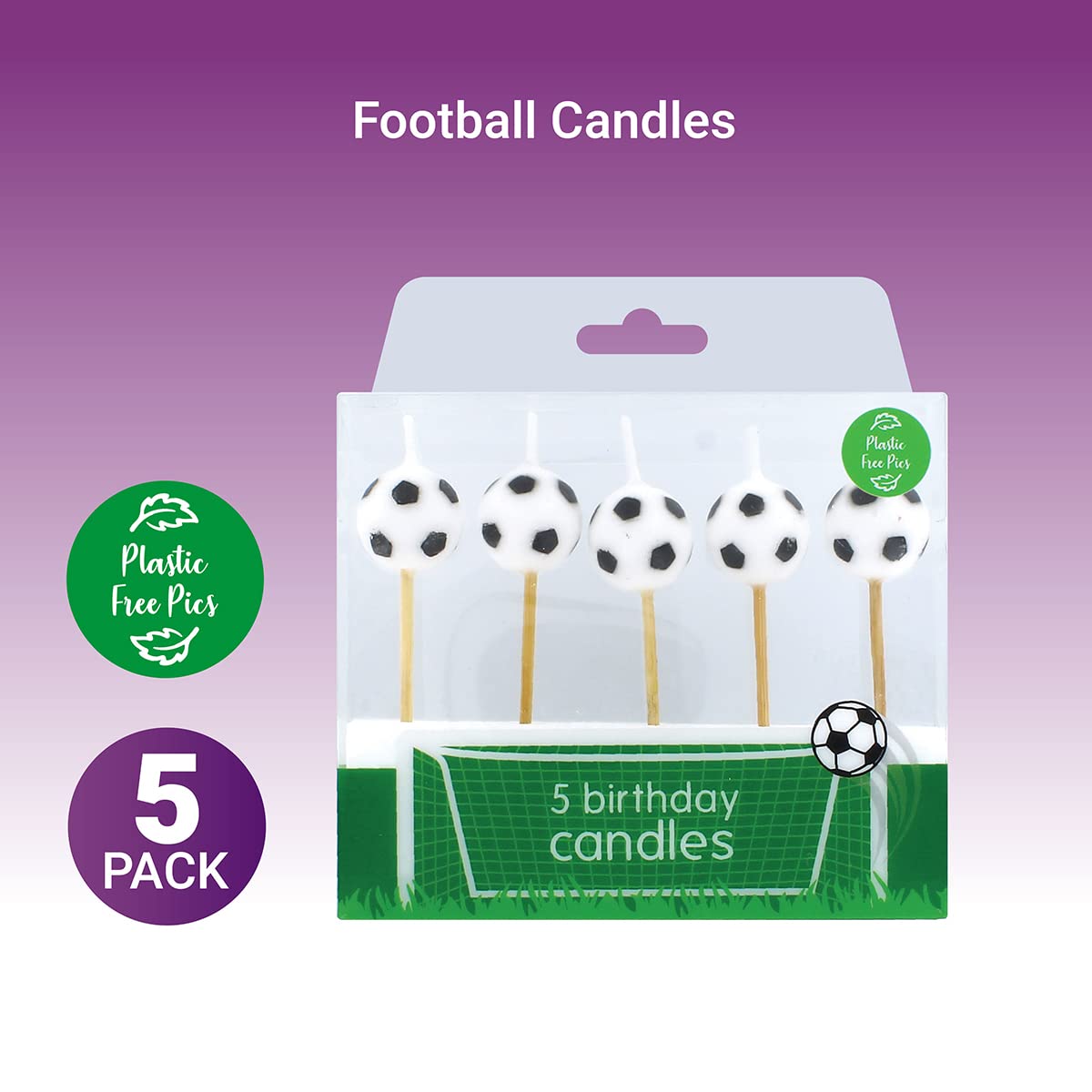 Baked with Love - Football Cake Candles Cupcake Decorations Pack of 5 8