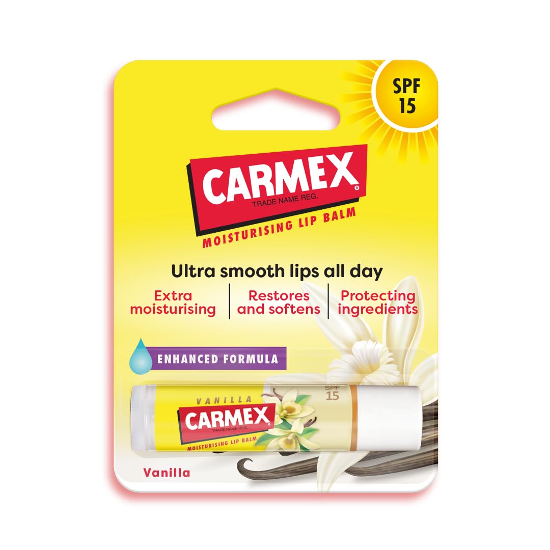 Carmex Vanilla Moisturising Lip Balm Stick SPF 15 - Repairs Dry, Cracked Lips | 4.25g