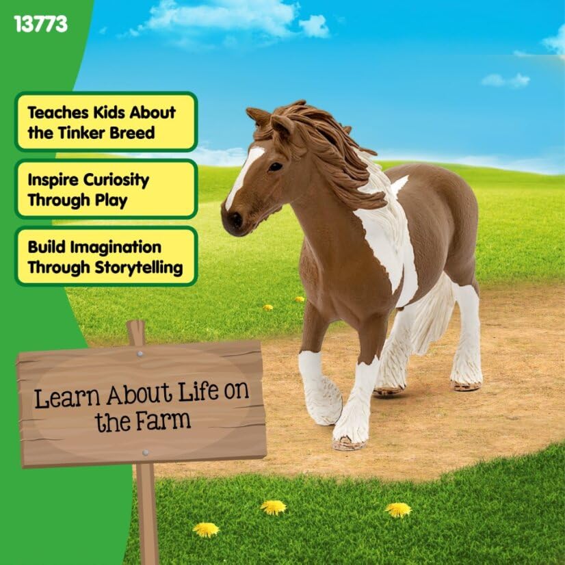 SCHLEICH Tinker Mare Farm World Figurine - Individually Hand-Painted Animal Toy for Kids 5
