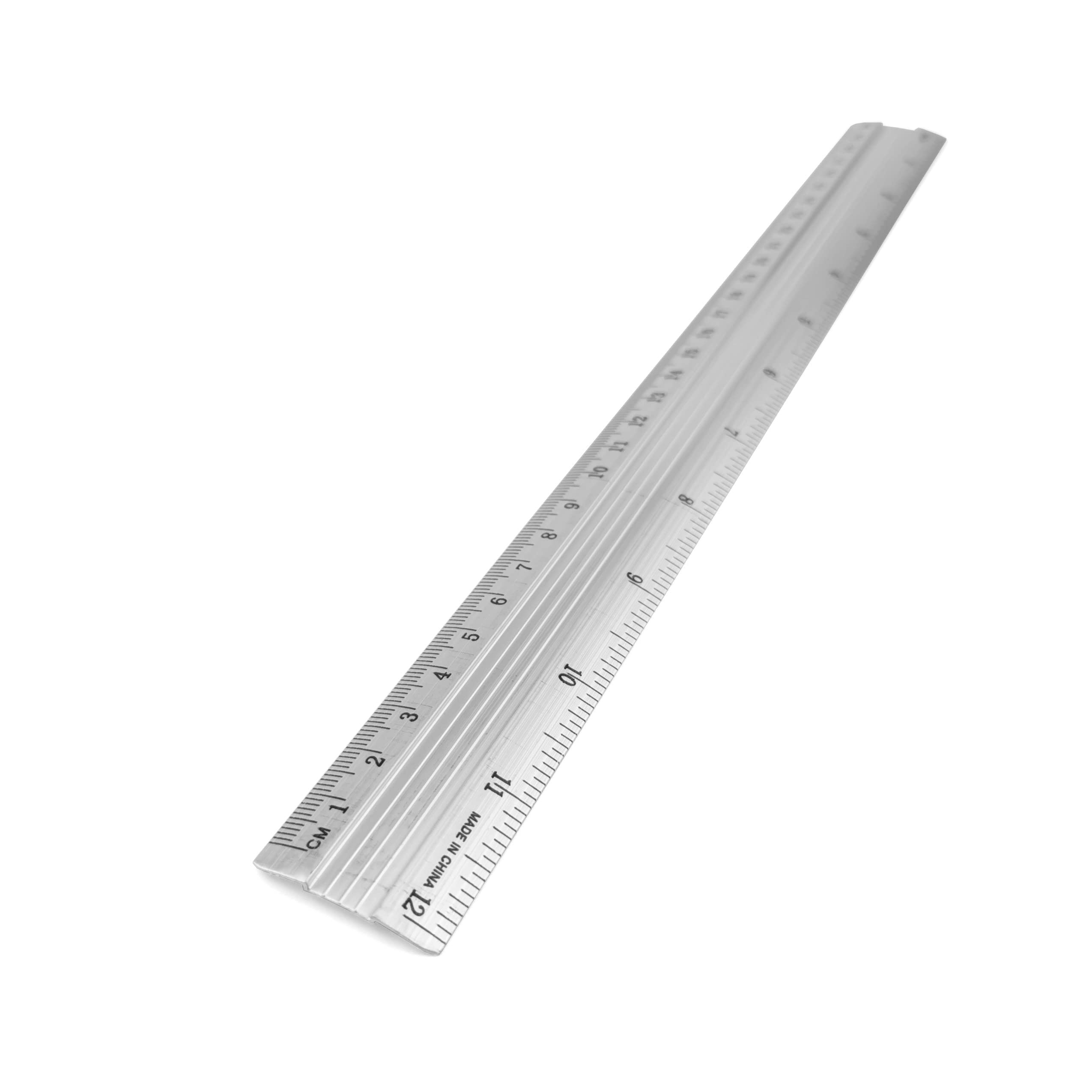 D.RECT Aluminium Ruler - 30 cm Silver | Non-Slip Strip | Inch & Centimetre Graduations 6