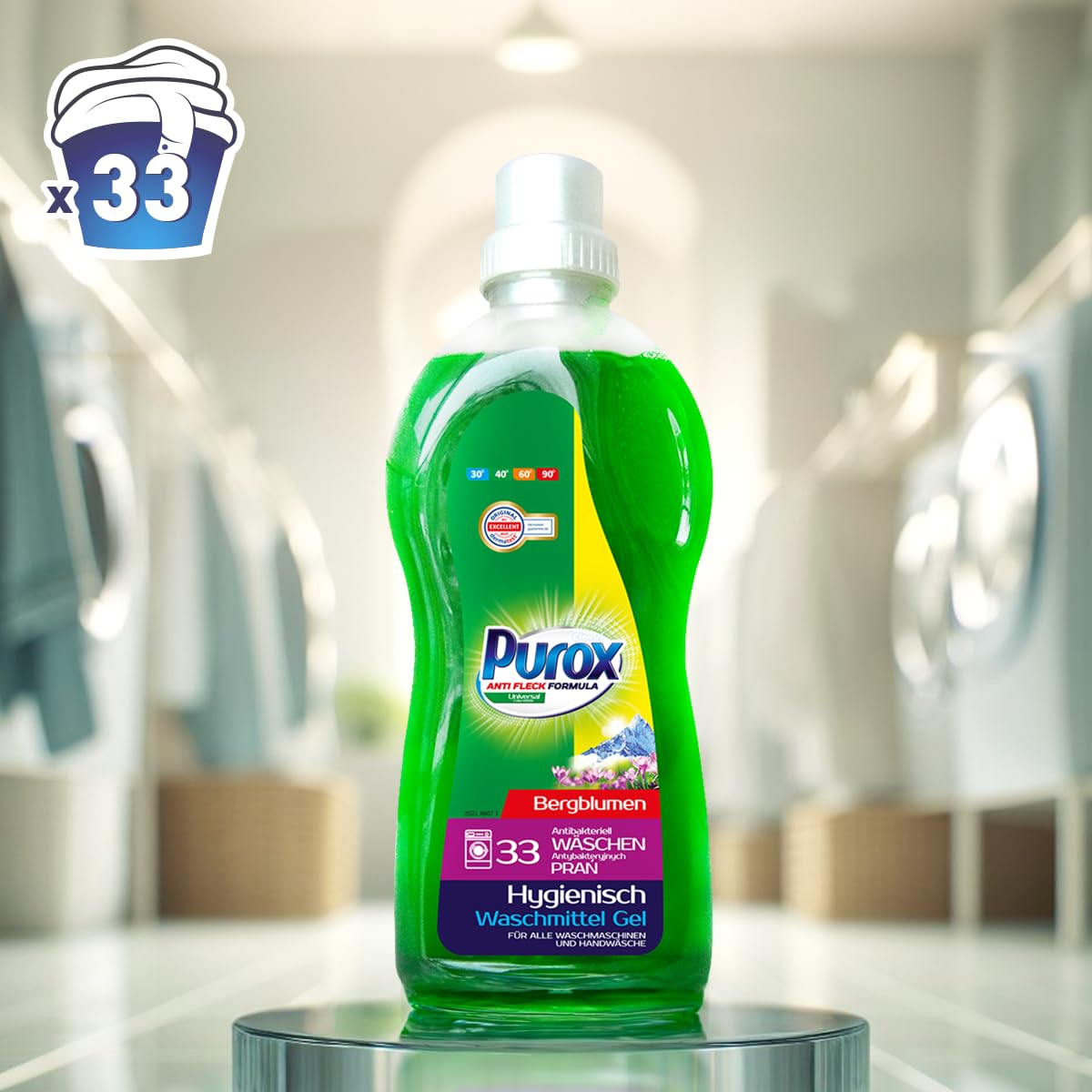 Clovin Purox Universal Liquid Detergent Gel - 33 Washes | 1L | Phosphate-Free