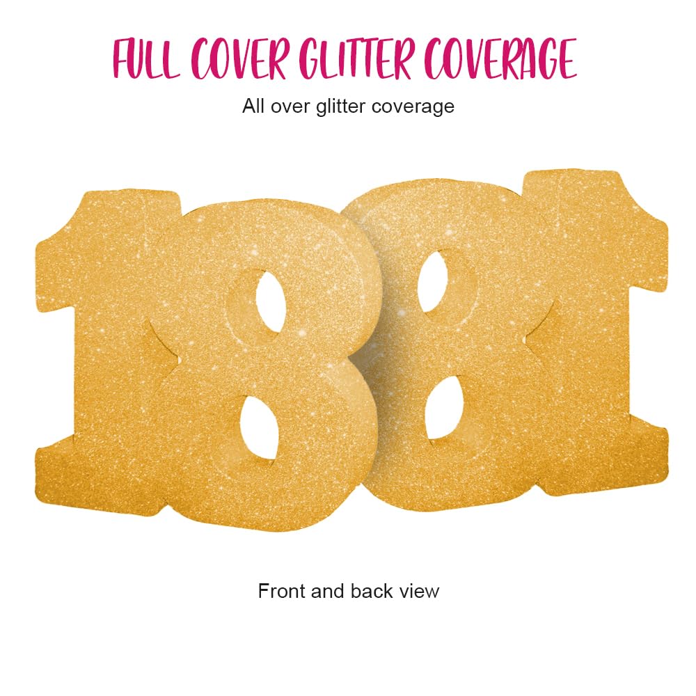 H100 Gold Glitter Number 18 Table Decoration - Sparkling Reusable Centrepiece 4