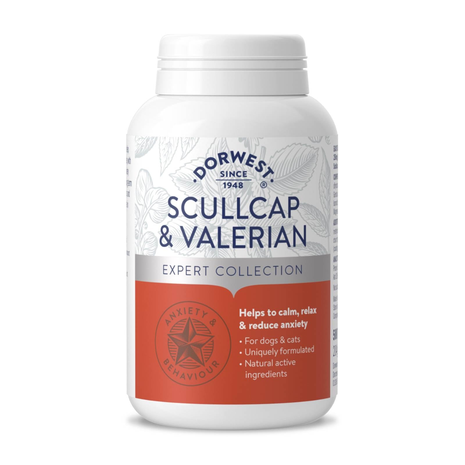 DORWEST HERBS Scullcap & Valerian Calming Tablets for Dogs and Cats - 500 Count, Natural Stress Relief 1