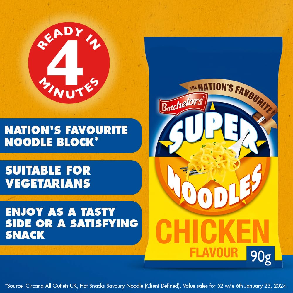 Batchelors Super Noodles, Curry Flavour Instant Snack, 90g Packet, Ready in 4 Minutes 4