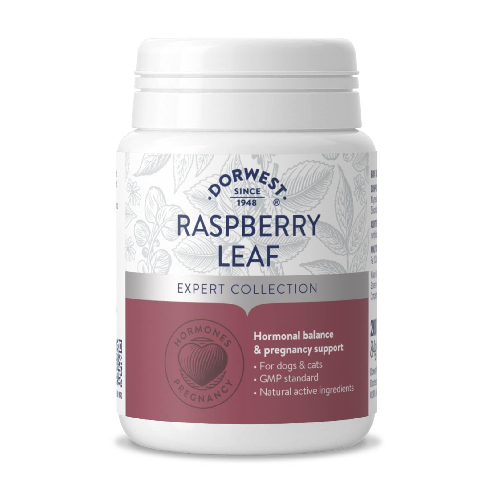 DORWEST HERBS Raspberry Leaf Tablets for Dogs & Cats - Uterine Toning & Hormone Balance | 200 Tablets
