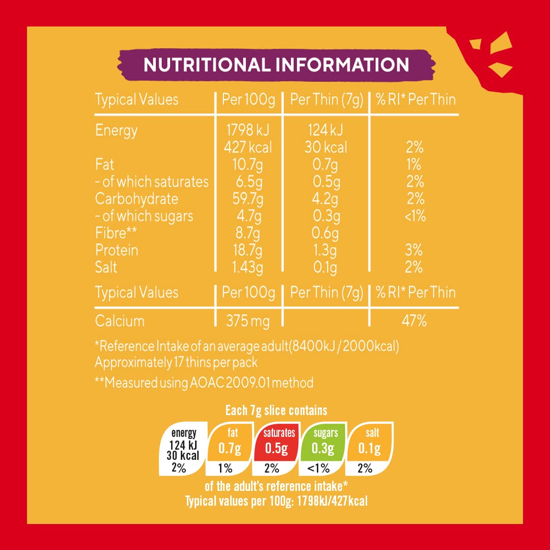 Ryvita Three Cheese Thins - Crispy Flatbreads for Dipping, Snacking & Sharing | High Fibre Snack | 6 x 125g Packs 3