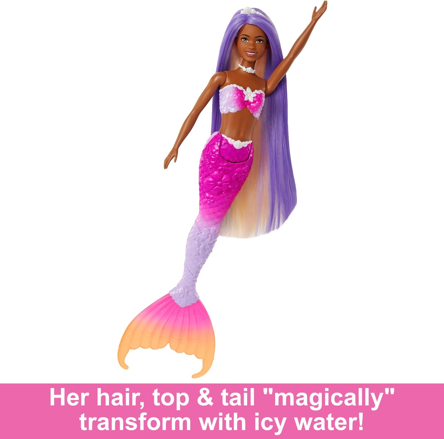 Barbie Mermaid Doll - Brooklyn with Pink Hair, Styling Accessories & Pet Dolphin