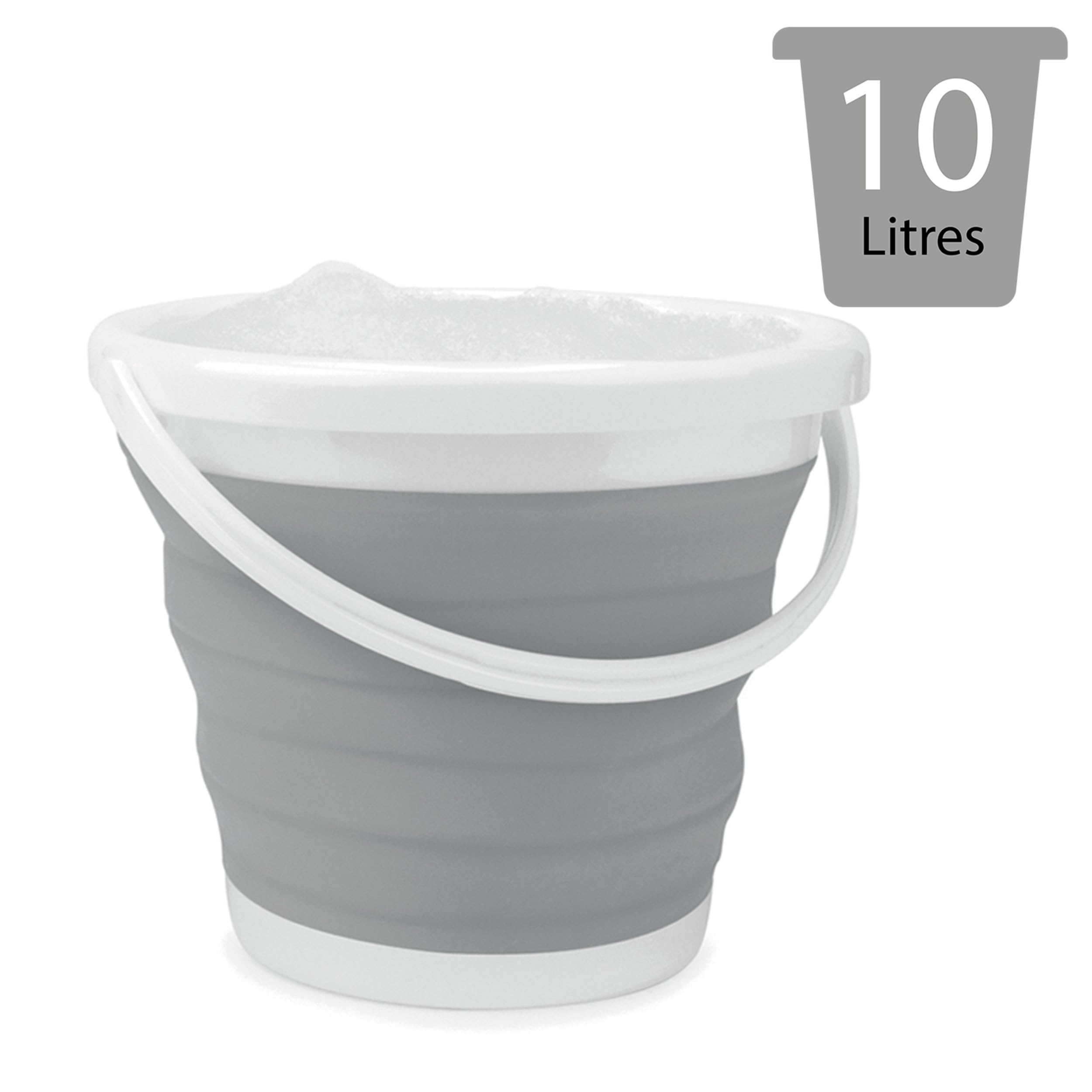 Beldray - Collapsible Bucket 10 Litre Foldable Storage Bucket Grey 12
