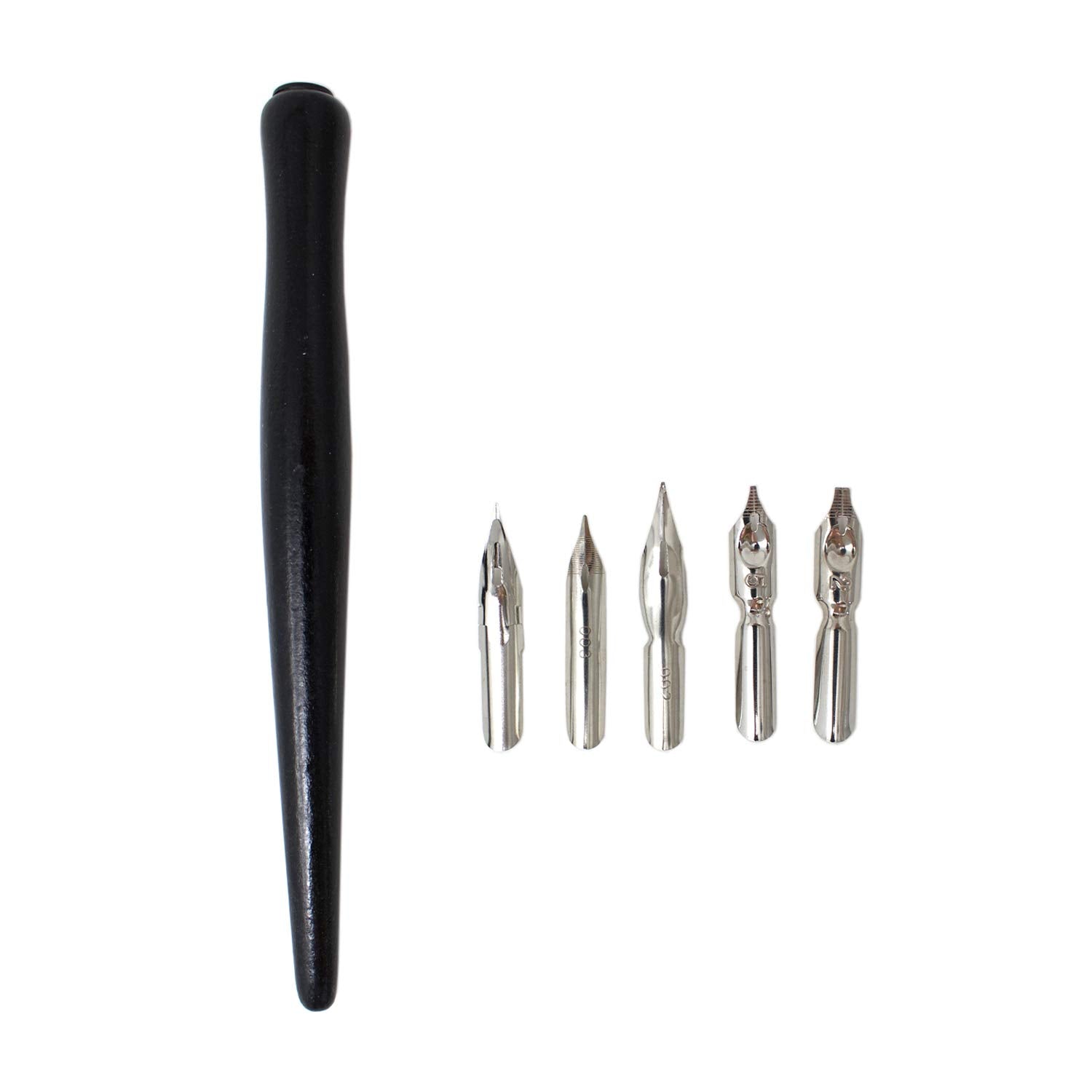 Artway Dip Pen Set - Black Wood Handle with 5 Nibs for Calligraphy & Drawing | Quick Drying 2