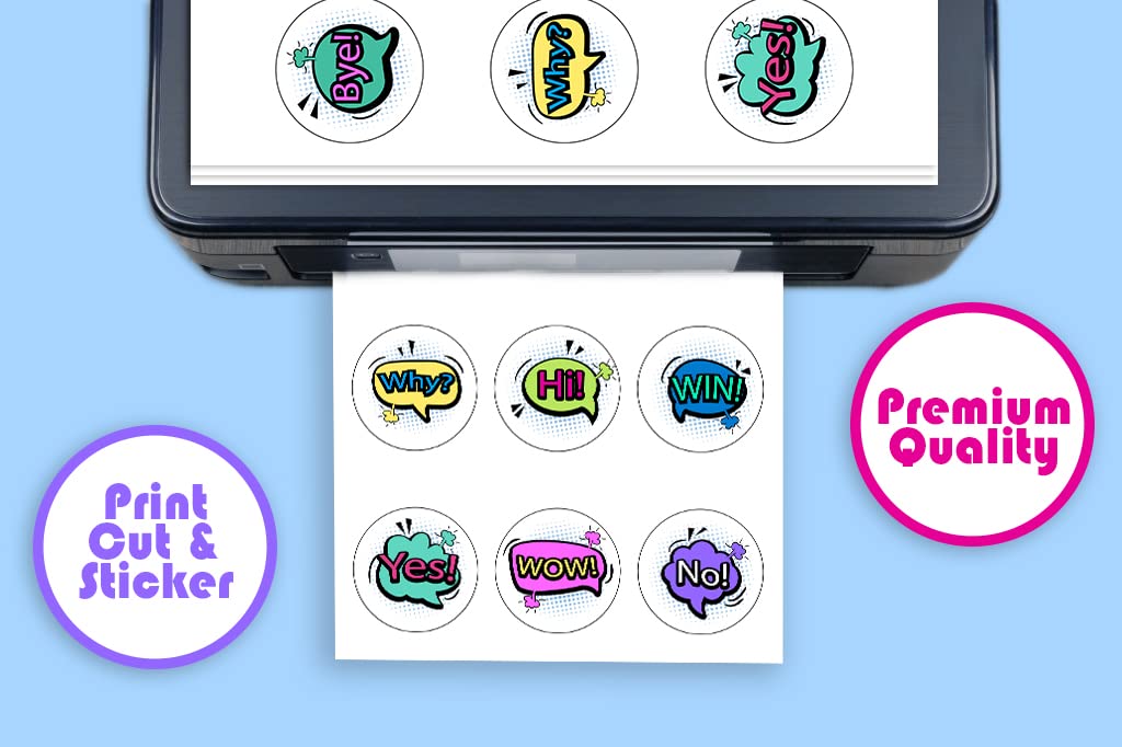 Creavvee Printable White Sticker Paper Labels | 20 A4 Sheets | Compatible with Laser/Inkjet 5