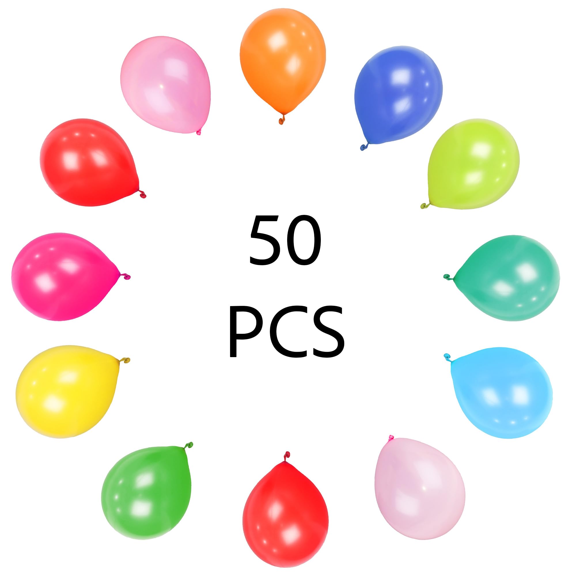 SHATCHI Rainbow Party Balloons - 50 Pack Metallic Multicoloured, 12 Inch Thick Latex for Birthday & Wedding