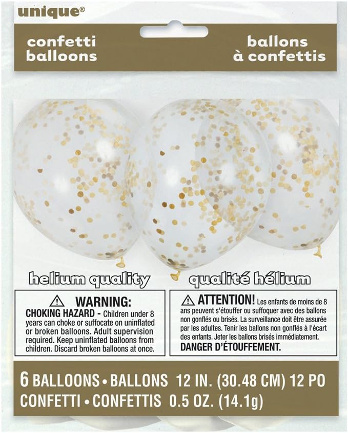 Gold Confetti Balloons - 12" Clear Latex Balloons for Parties, Weddings & Celebrations 4