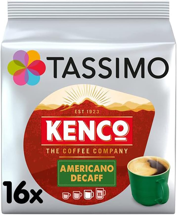 Kenco Americano Decaf Coffee Pods (Pack of 5, 80 T-Discs) for Tassimo Machines