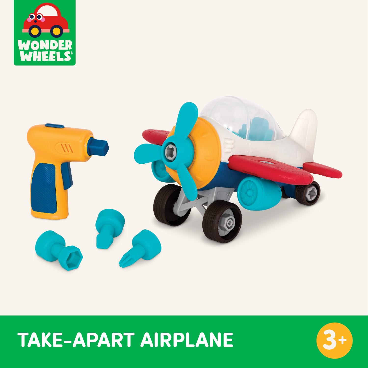Wonder Wheels Take-Apart Airplane Playset - Building Toy with Drill for Kids 3 Years & Up 3