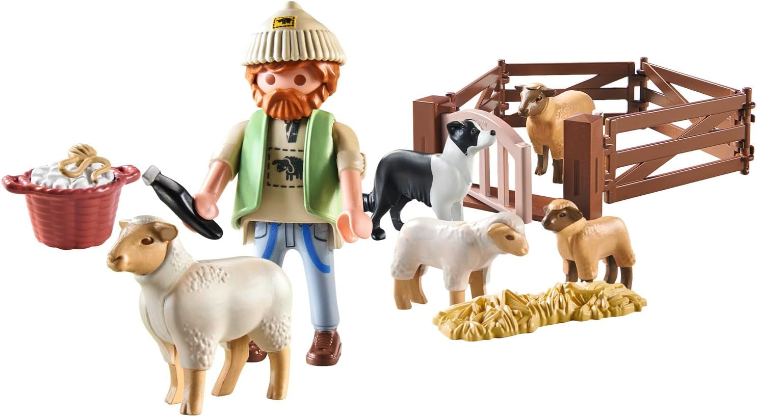 Playmobil 71444 Country: Young Shepherd with Flock of Sheep and Border Collie - Farm Playset for Kids 4+