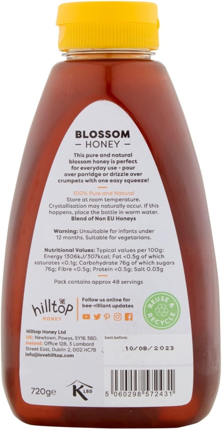 Hilltop Honey Blütenhonig, 720 g Quetschflasche – reiner Naturhonig 3