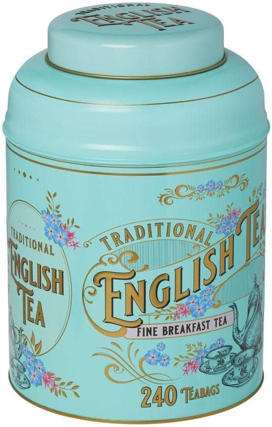 New English Teas - Vintage Victorian Tea Tin Caddy with 240 English Breakfast Teabags (TT37)