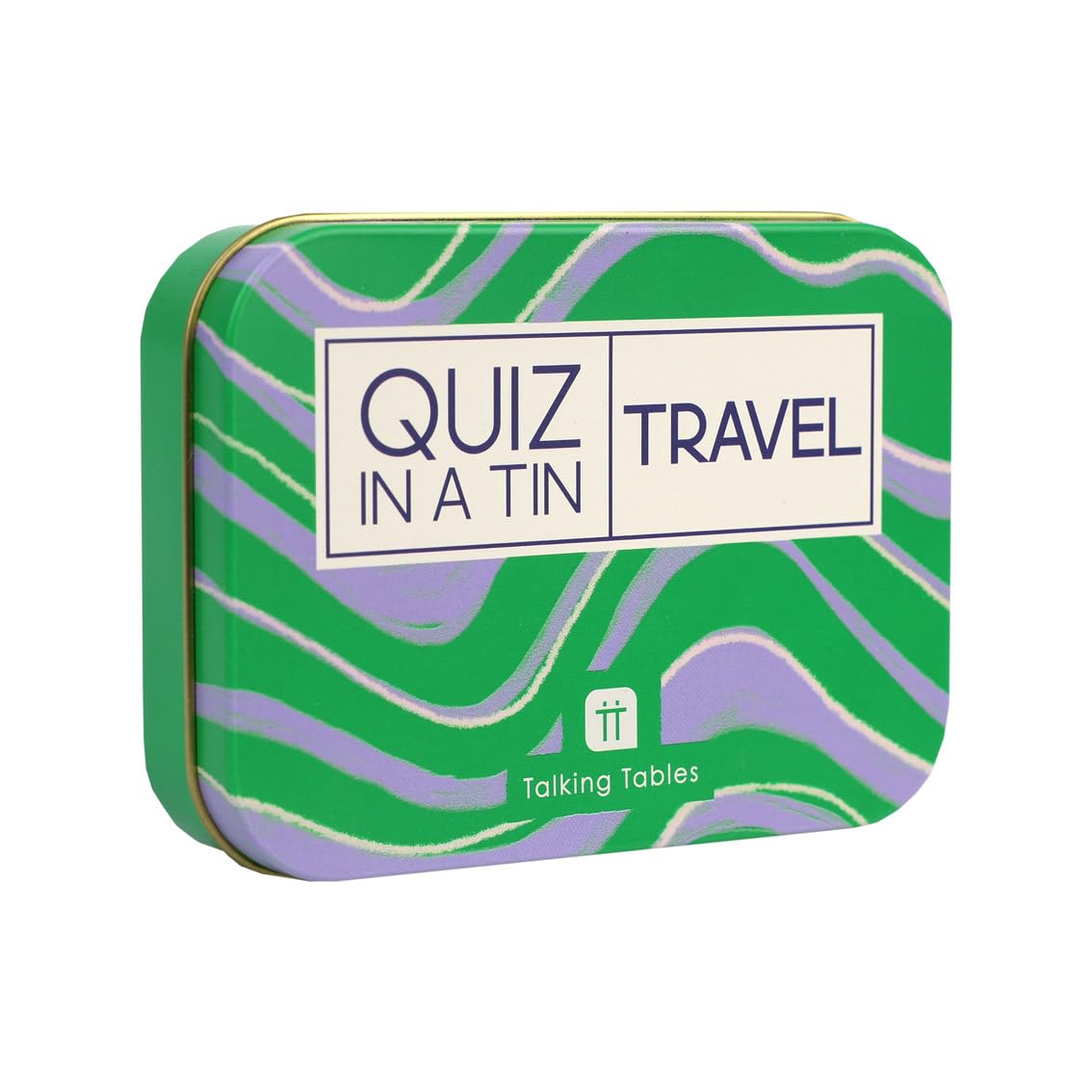 Talking Tables Quiz in a Tin Travel Trivia Question Card Game for Adults and Family