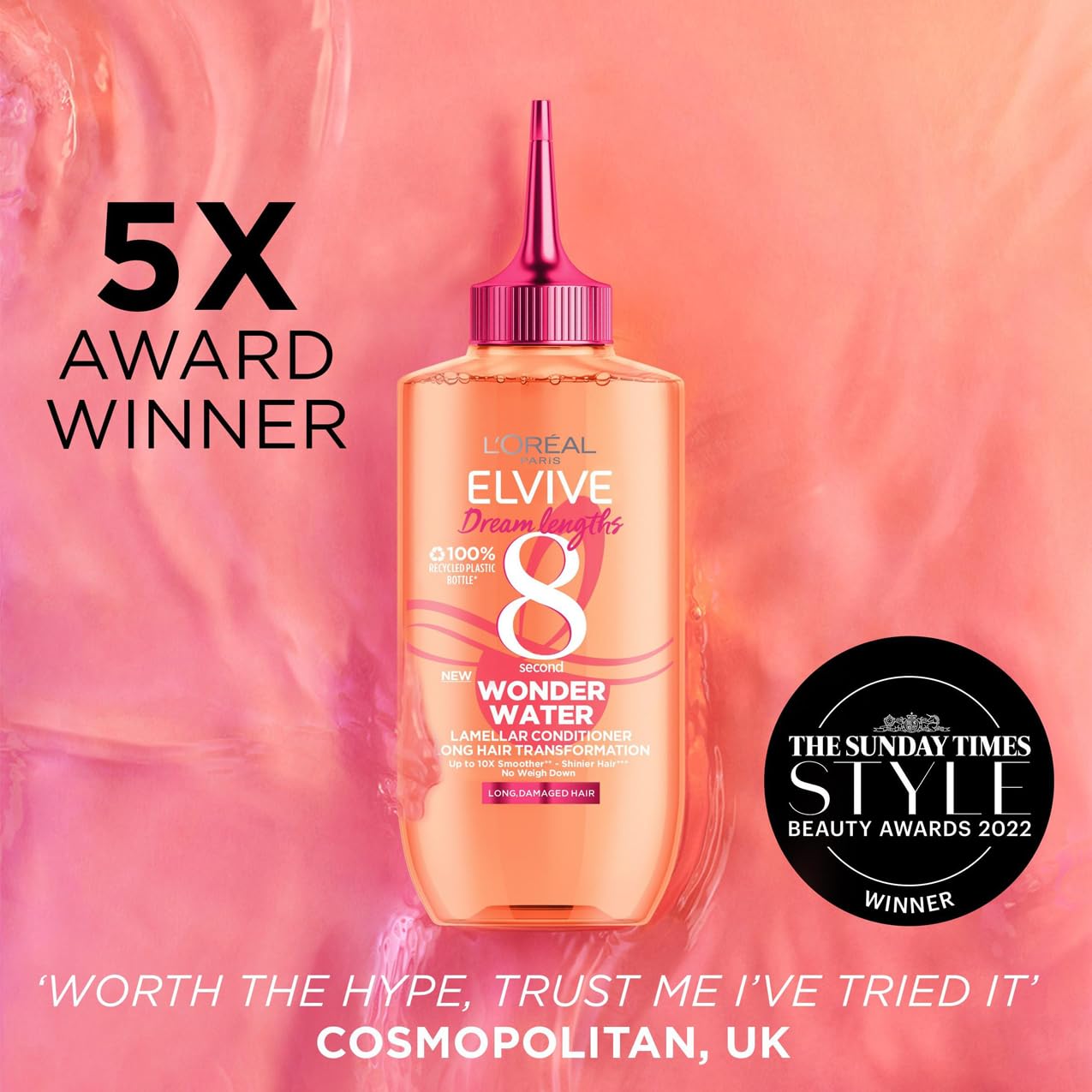 L'Oréal Paris - Elvive Dream Lengths Wonder Water Liquid Hair Conditioner (215g) 4