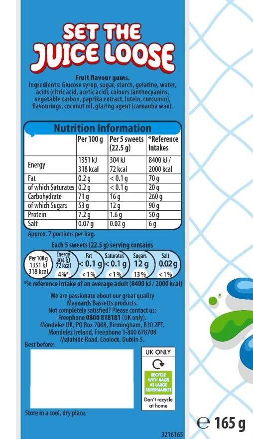 Maynards Bassetts Sports Mixture Sweets Bag, Assorted Fruity Chewy Jelly Sweets, 165g 3