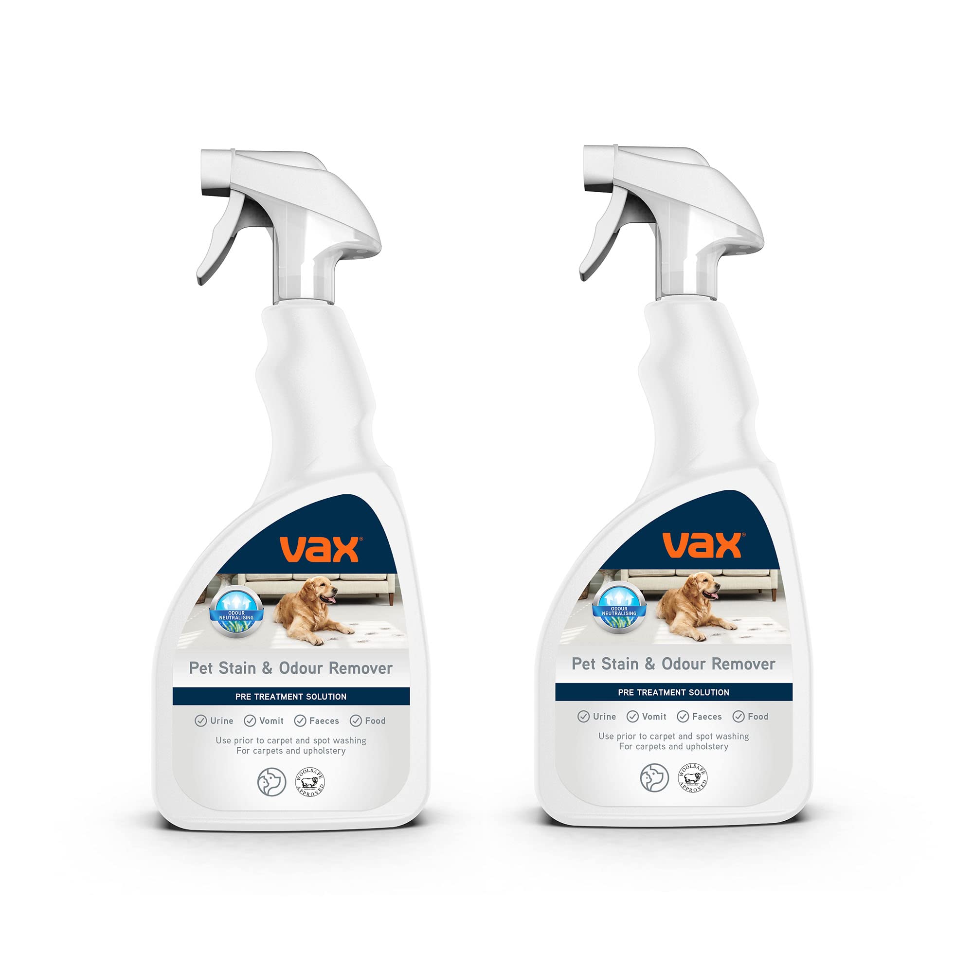 Vax Pet Stain & Odour Remover - Pre-Treatment Carpet Cleaner | 500ml Trigger Spray Twin Pack 1