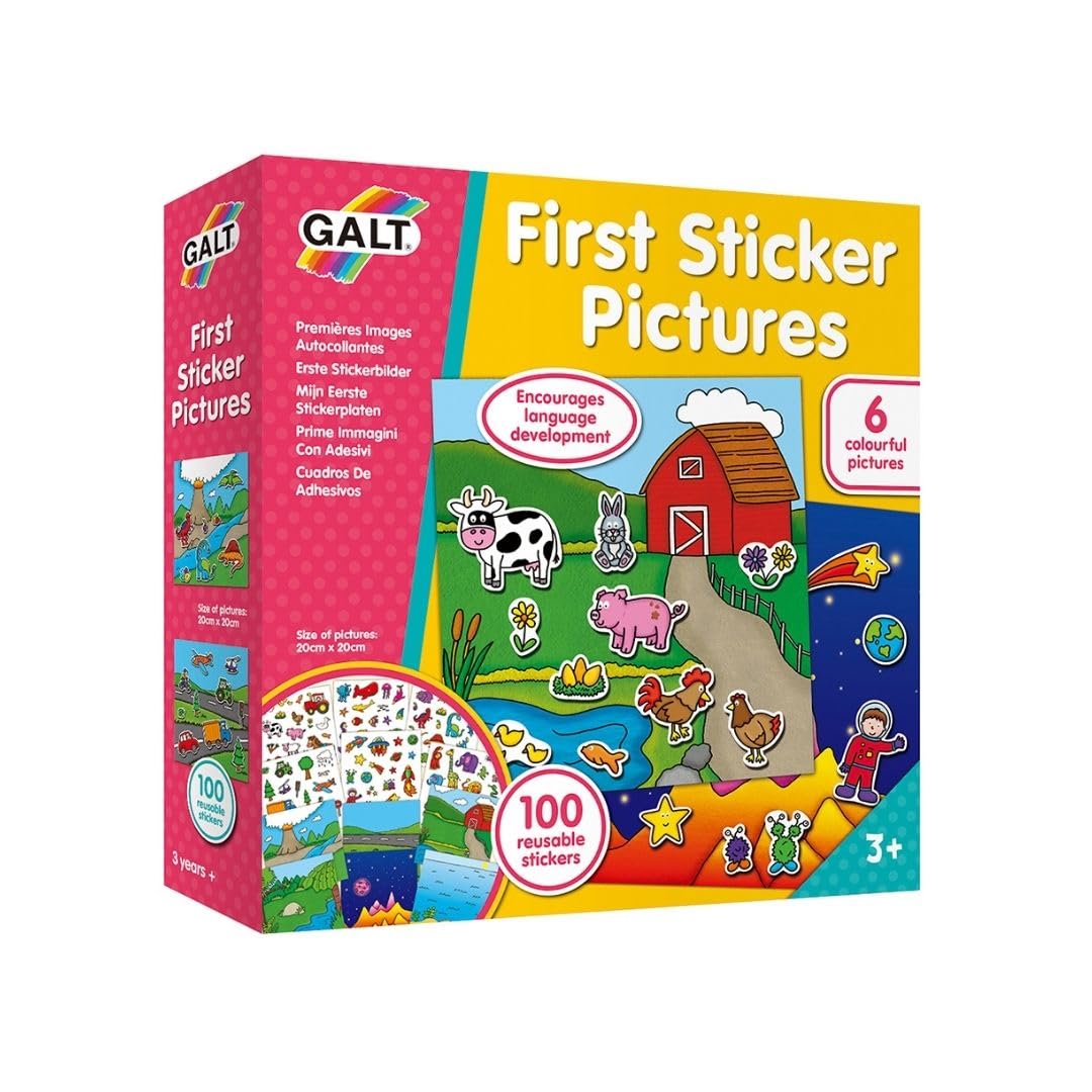 Galt First Sticker Pictures - Reusable Sticker Activity Kit with 6 Backgrounds & 100 Vinyl Stickers 5