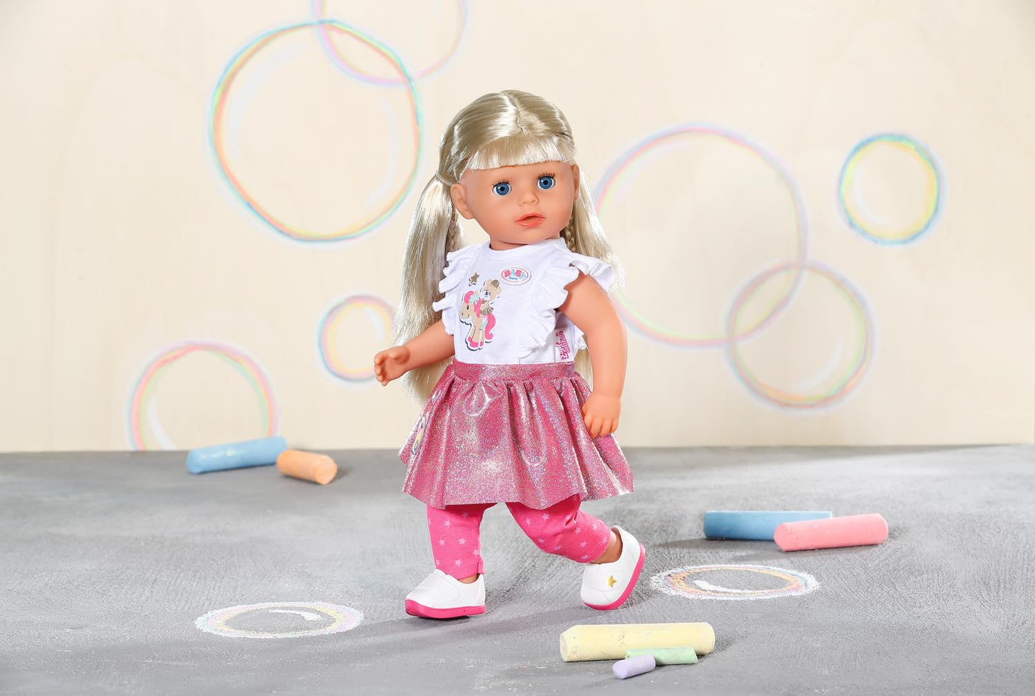 BABY born Little Everyday Outfit 836330 - Pink Star-Print 2-in-1 Dress & Top with Leggings and Shoes 12