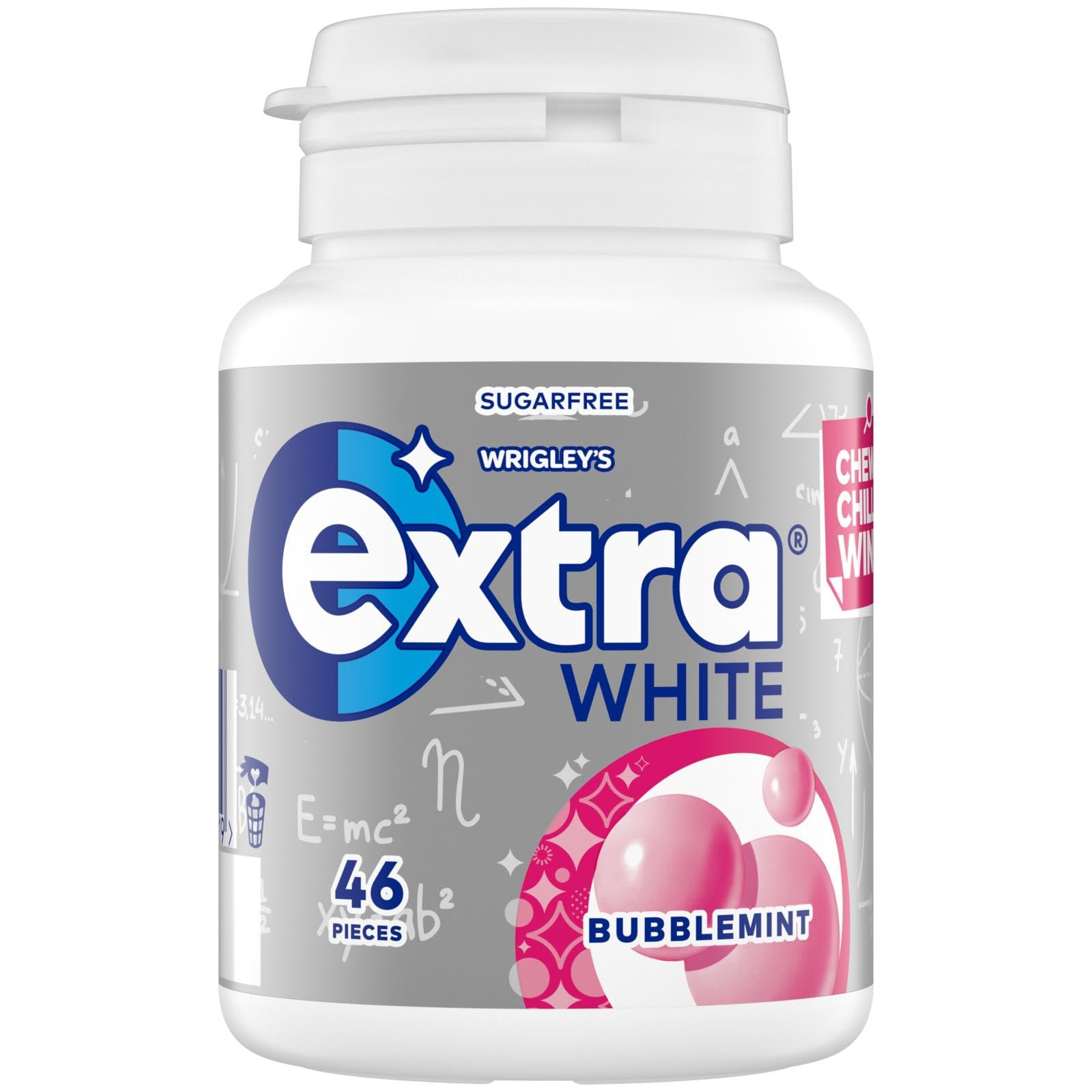 Extra - White Bubblemint Chewing Gum (46 Pieces, Sugar Free with Xylitol)