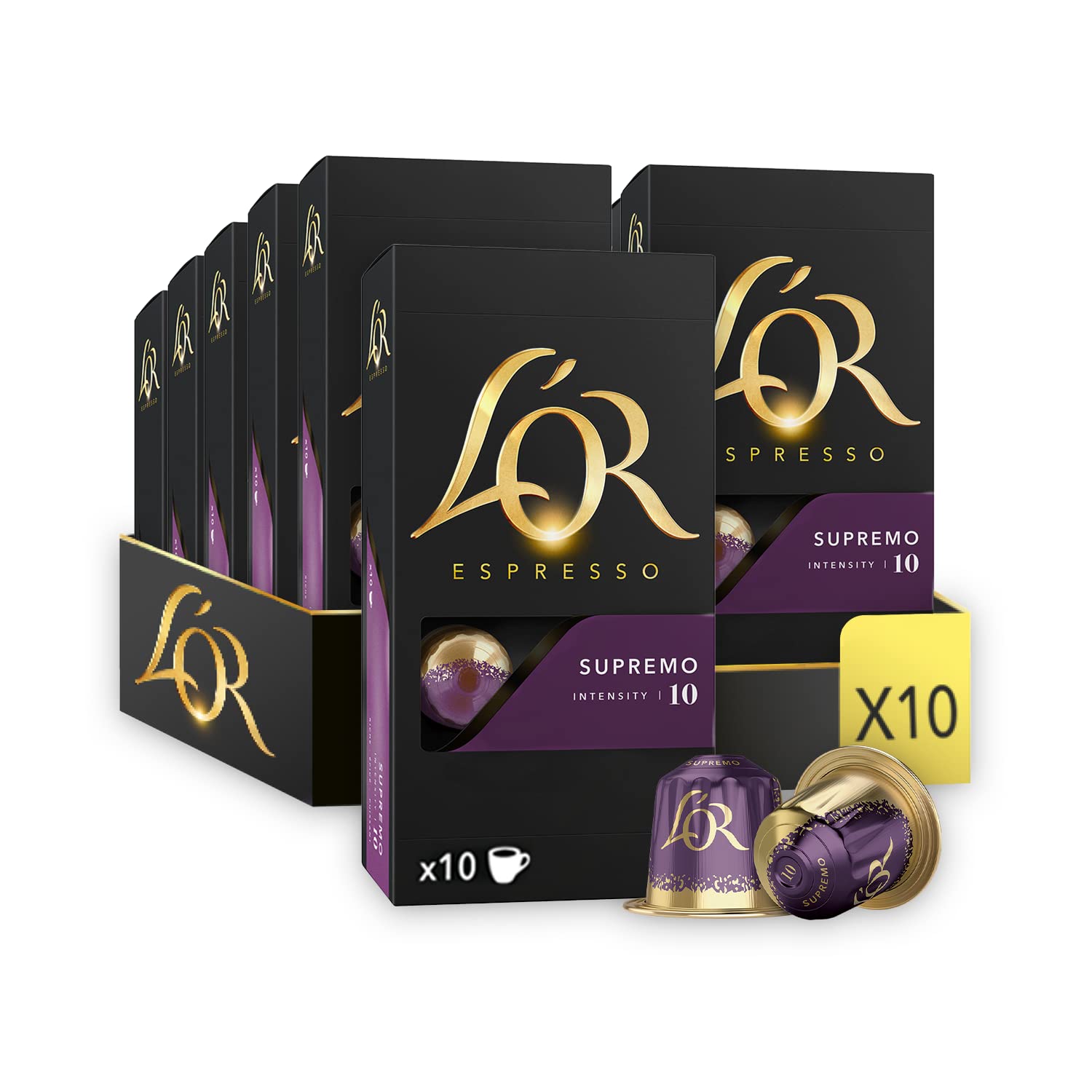 L'OR Espresso Supremo Intensity 10 - Nespresso Compatible Coffee Capsules (Pack of 10, 100 Capsules)