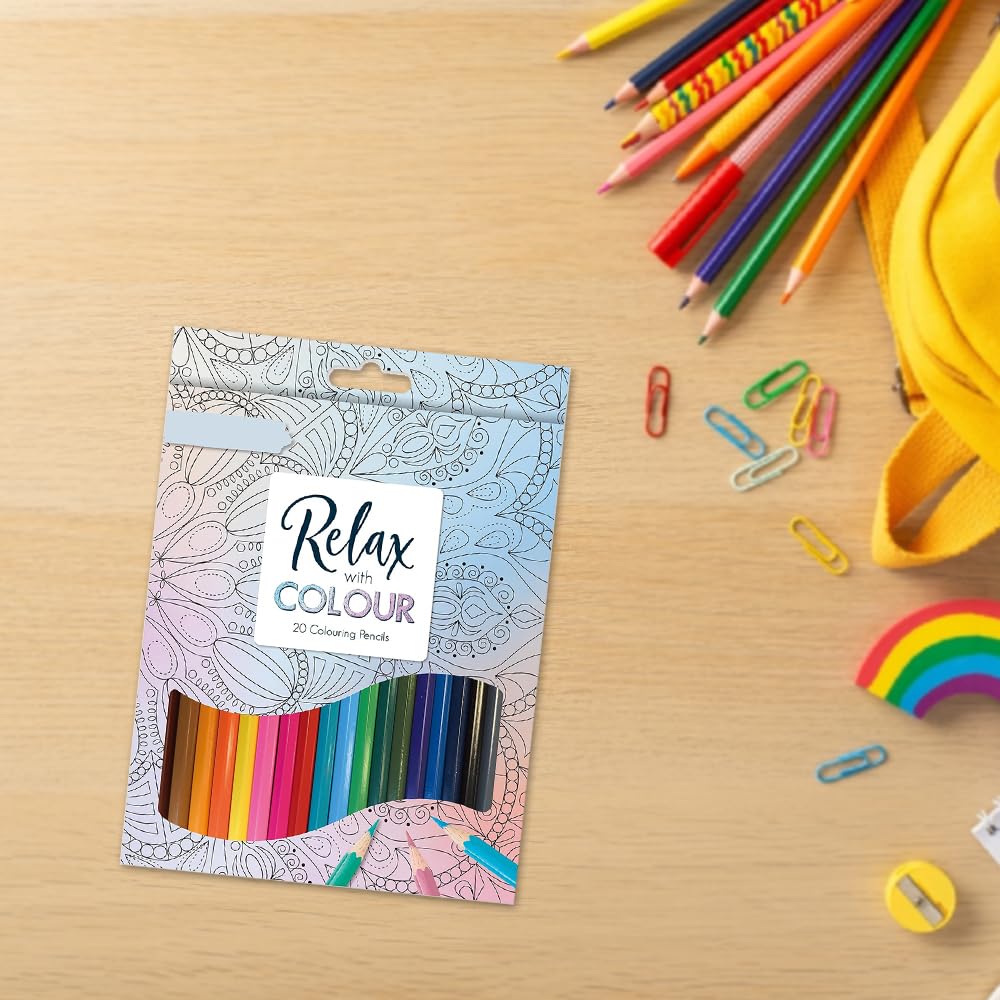 1ABOVE Wooden Colouring Pencils - 20 Assorted Pre-Sharpened Colors | Pigment Ink