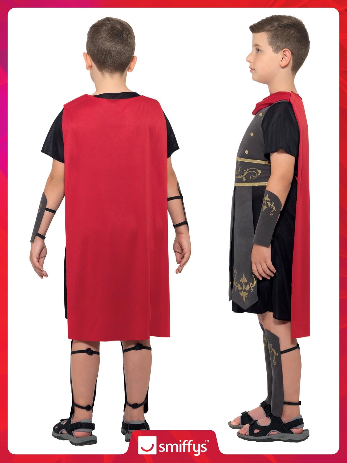 Smiffys Roman Soldier Costume - Child Fancy Dress with Tunic, Cape, Arm & Leg Cuffs 4