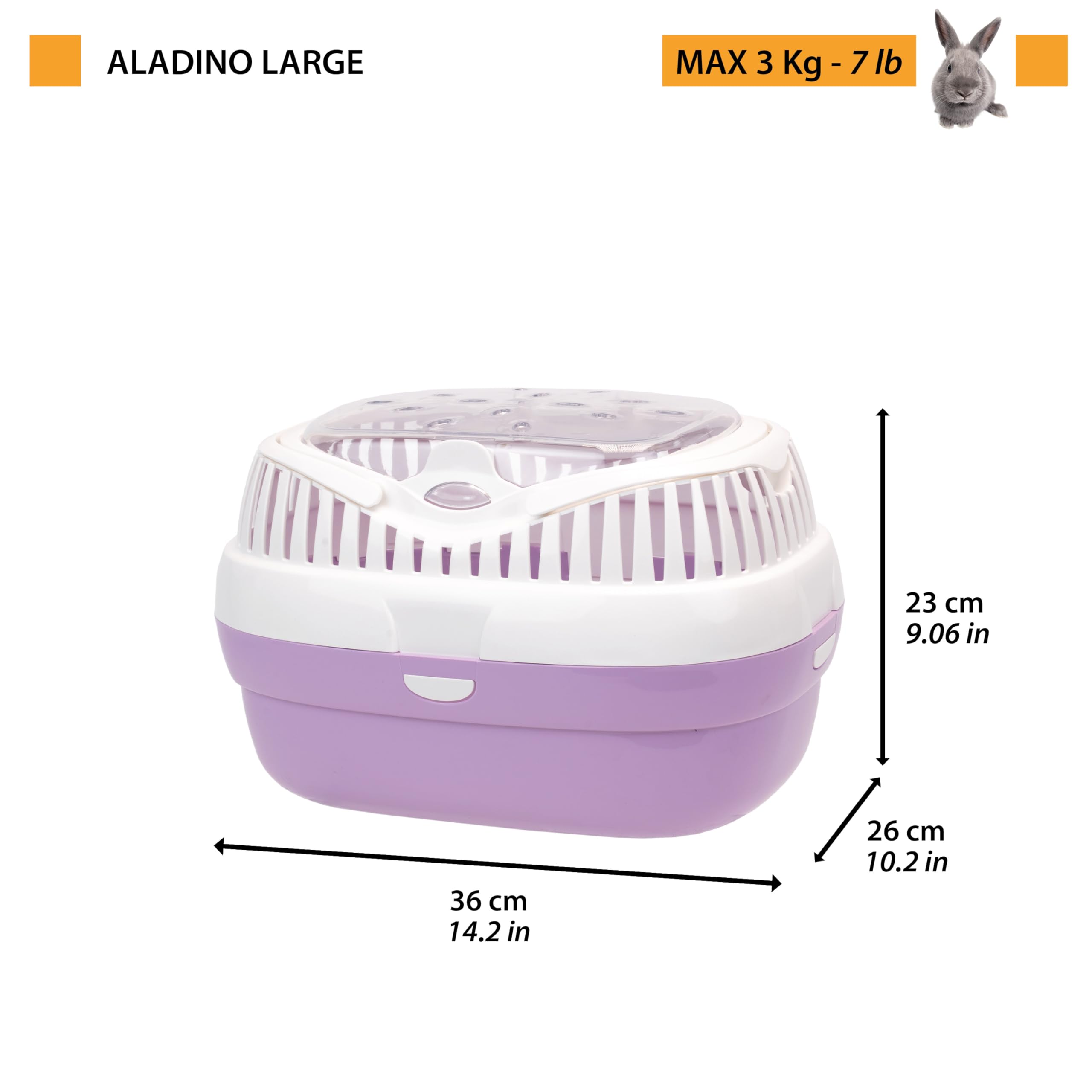 Ferplast Aladino Large Pet Carrier for Guinea Pig, Rabbit, Rat | Max 3 kg 3