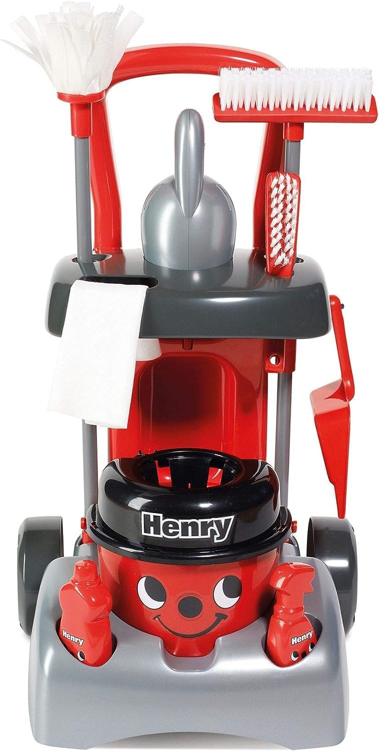 Casdon Henry Deluxe Cleaning Trolley Toy Playset with Working Hand Vacuum | Ages 3+