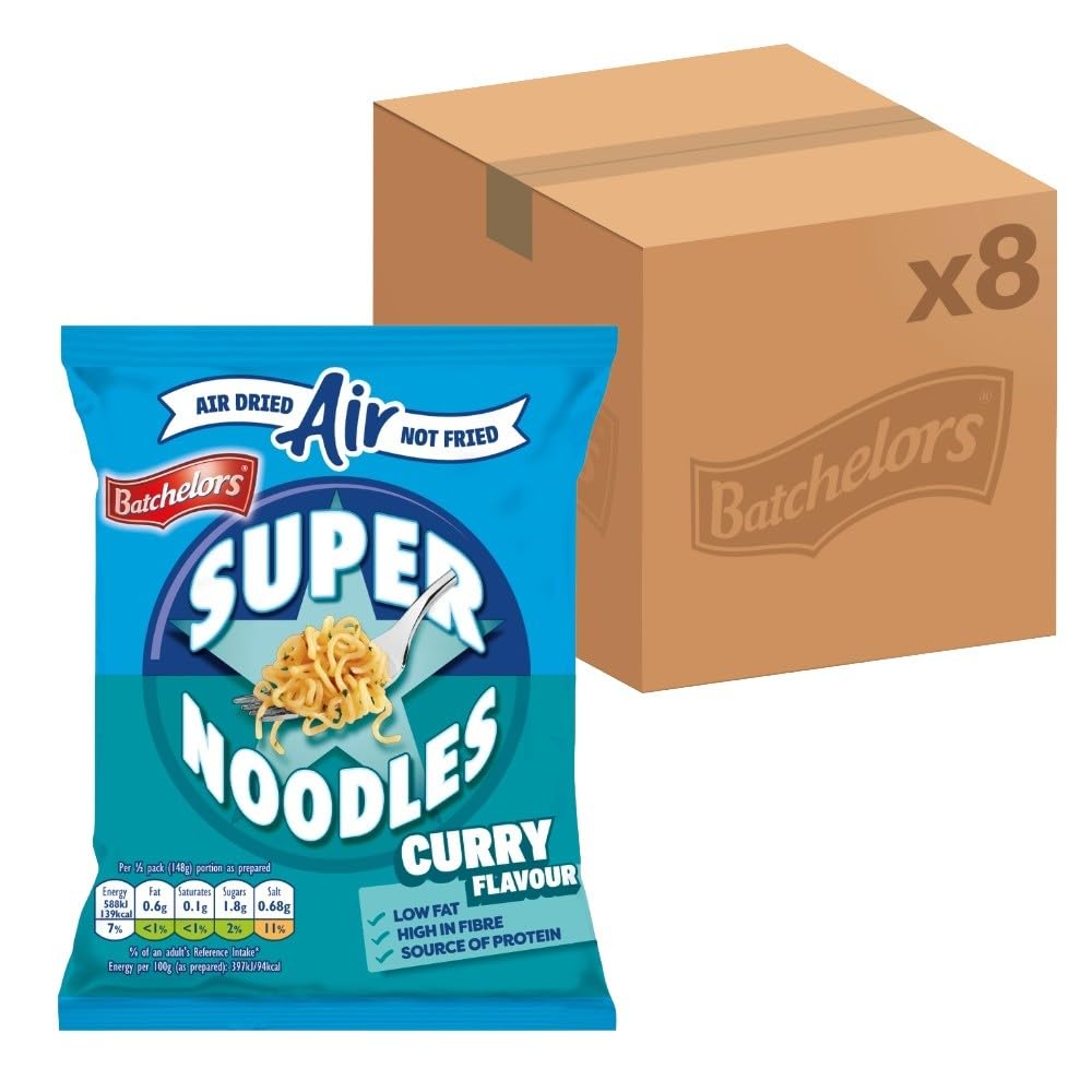 Batchelors Super Noodles Curry Flavour - 8 Pack, 81g Each