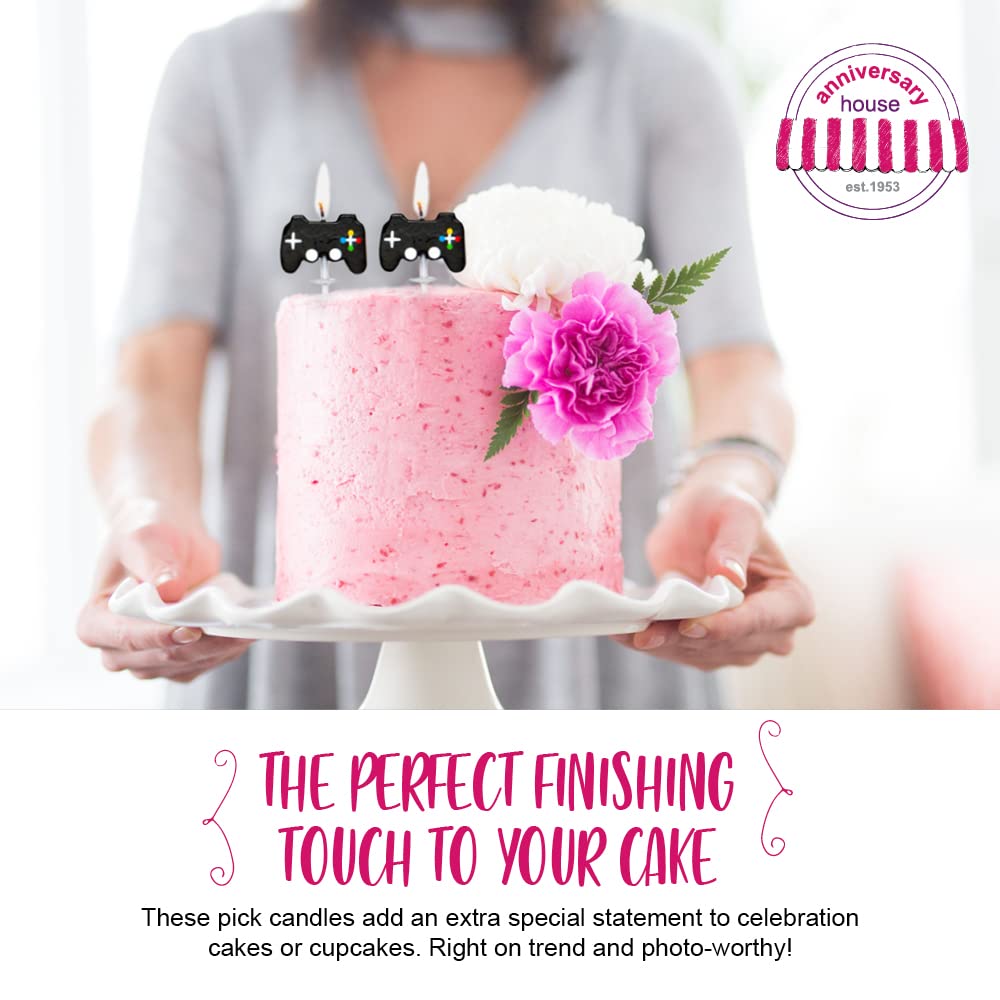 Anniversary House Gaming Controller Cake Topper Candles - Pack of 5, Black 6