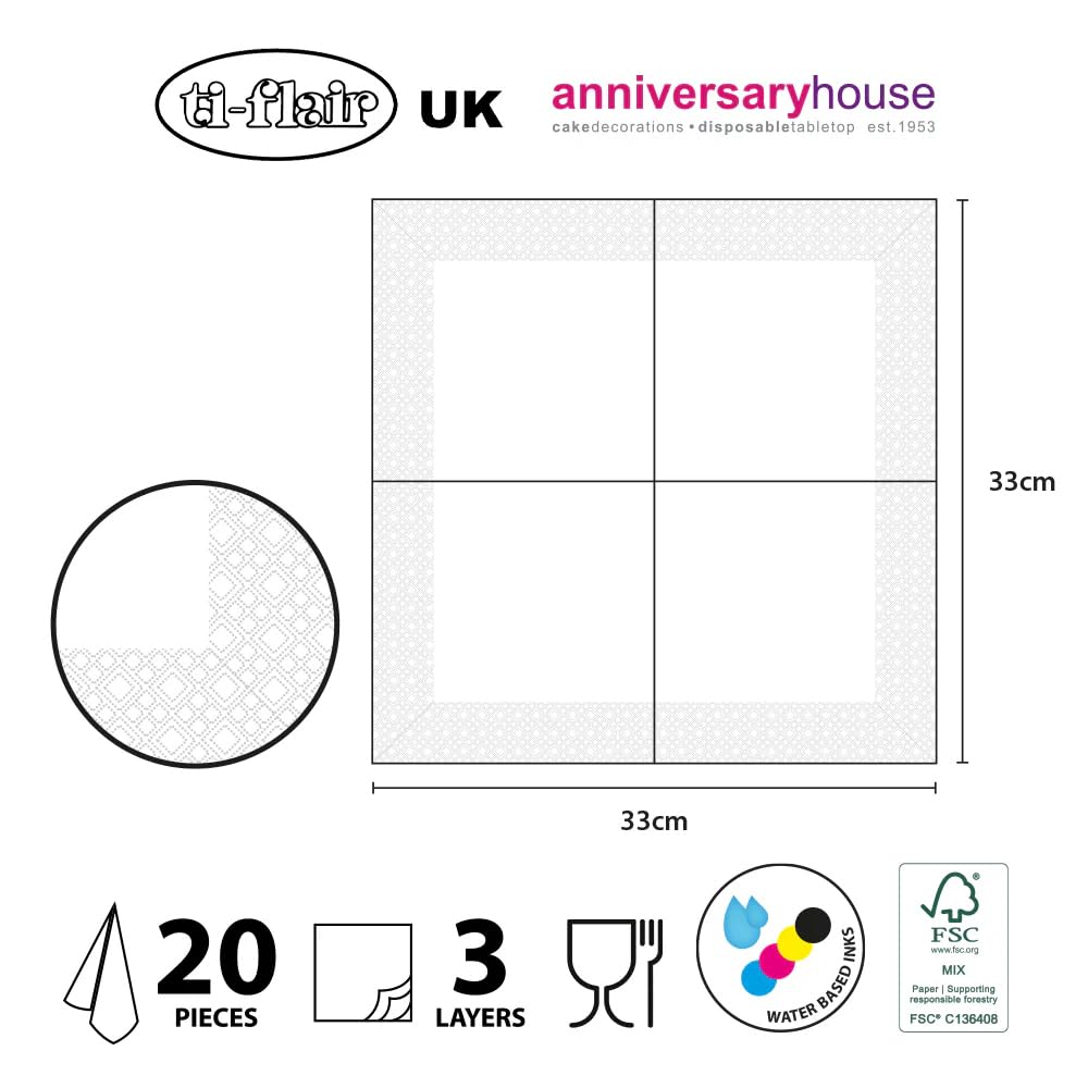Anniversary House Tiflair Yellow Lemons Lunch Napkins - 3-Ply Paper | 13" x 13" | 20-Pack 6