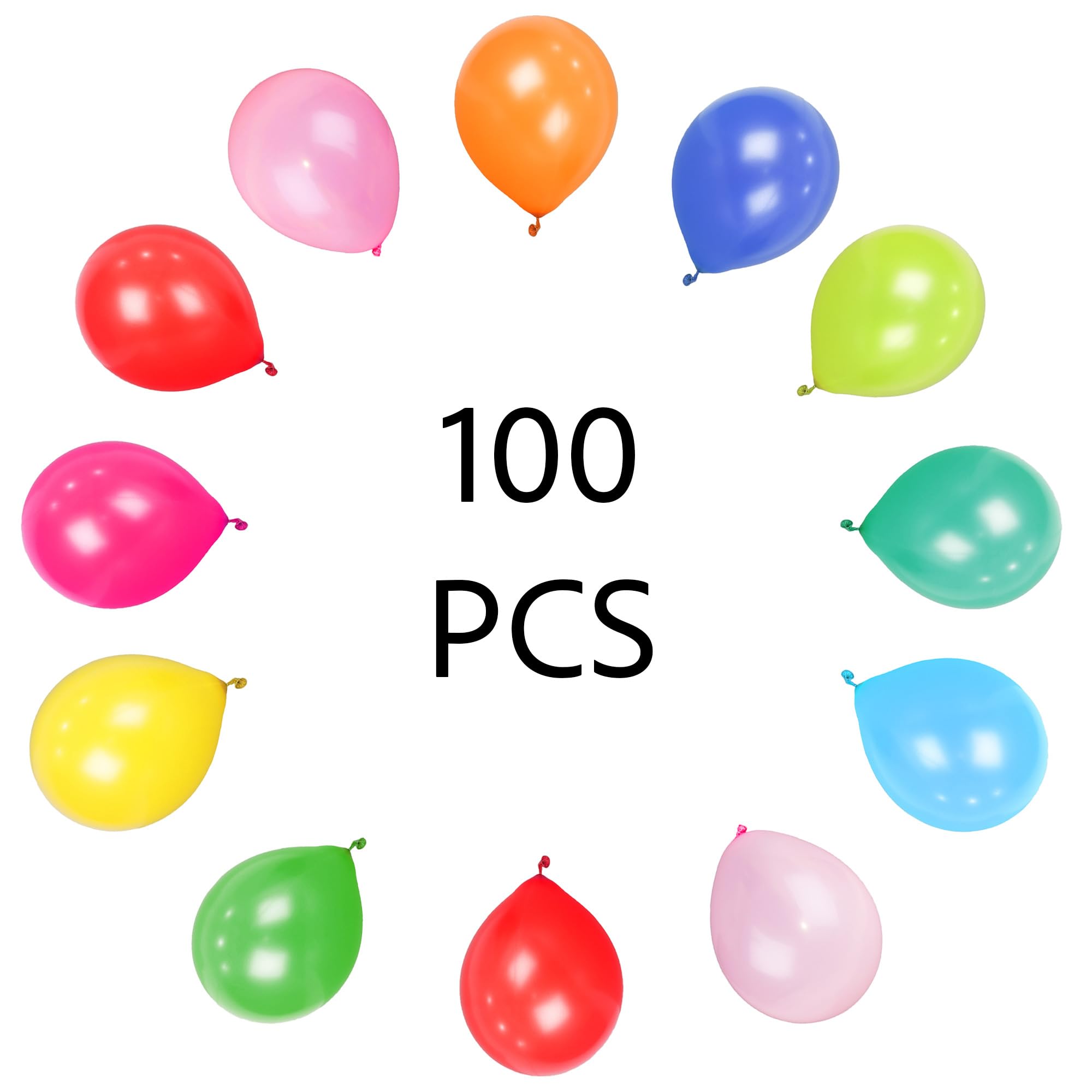 SHATCHI Rainbow Party Balloons - 100 Pack, 12 Inch Thick Latex, Biodegradable Helium Balloons