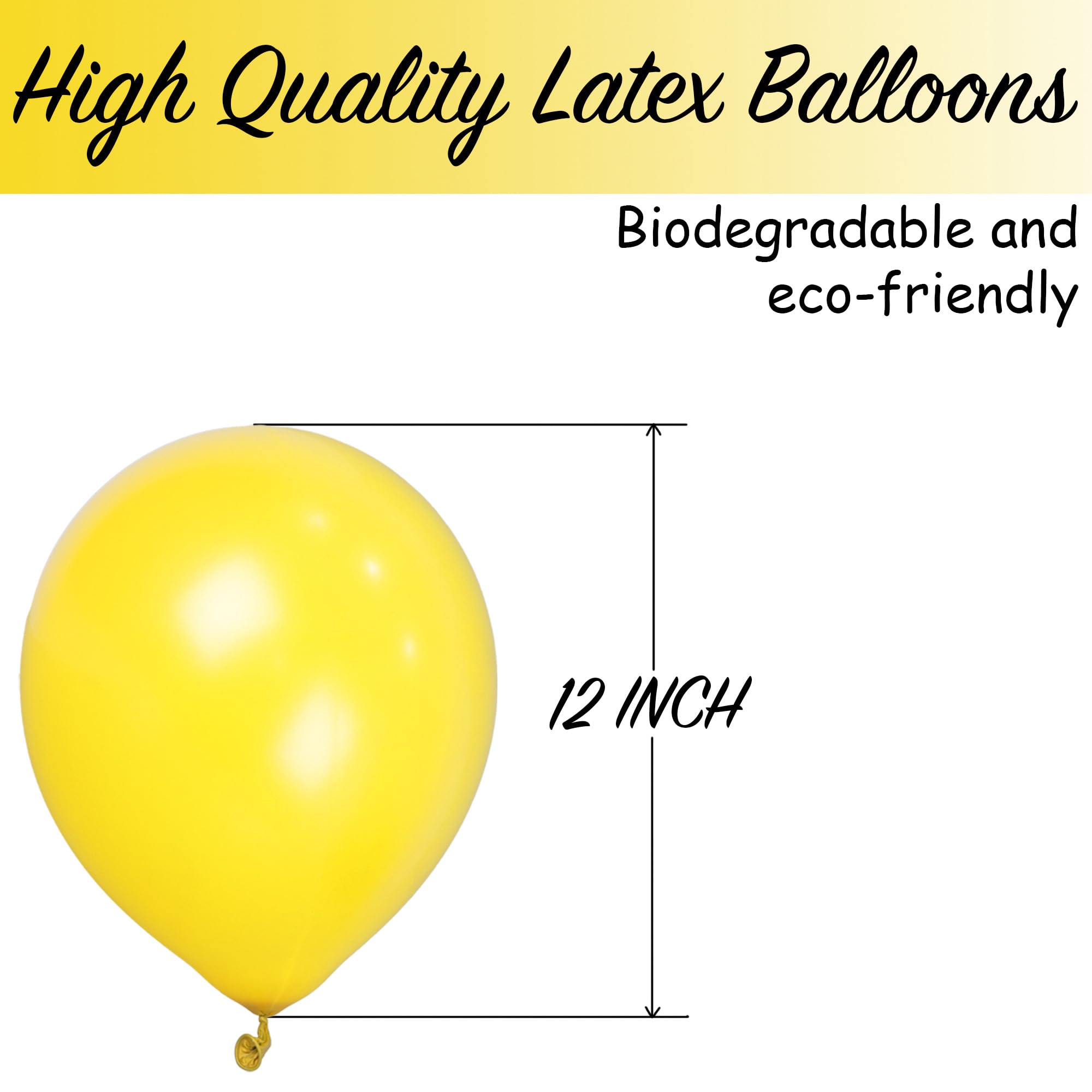 SHATCHI - Yellow Balloons 10 Pack, 12 Inch Thick Latex Biodegradable Helium Party Balloons 5